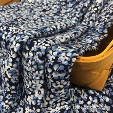 Woven Viscose Slub Check Dobby Floral Printed Fabric
